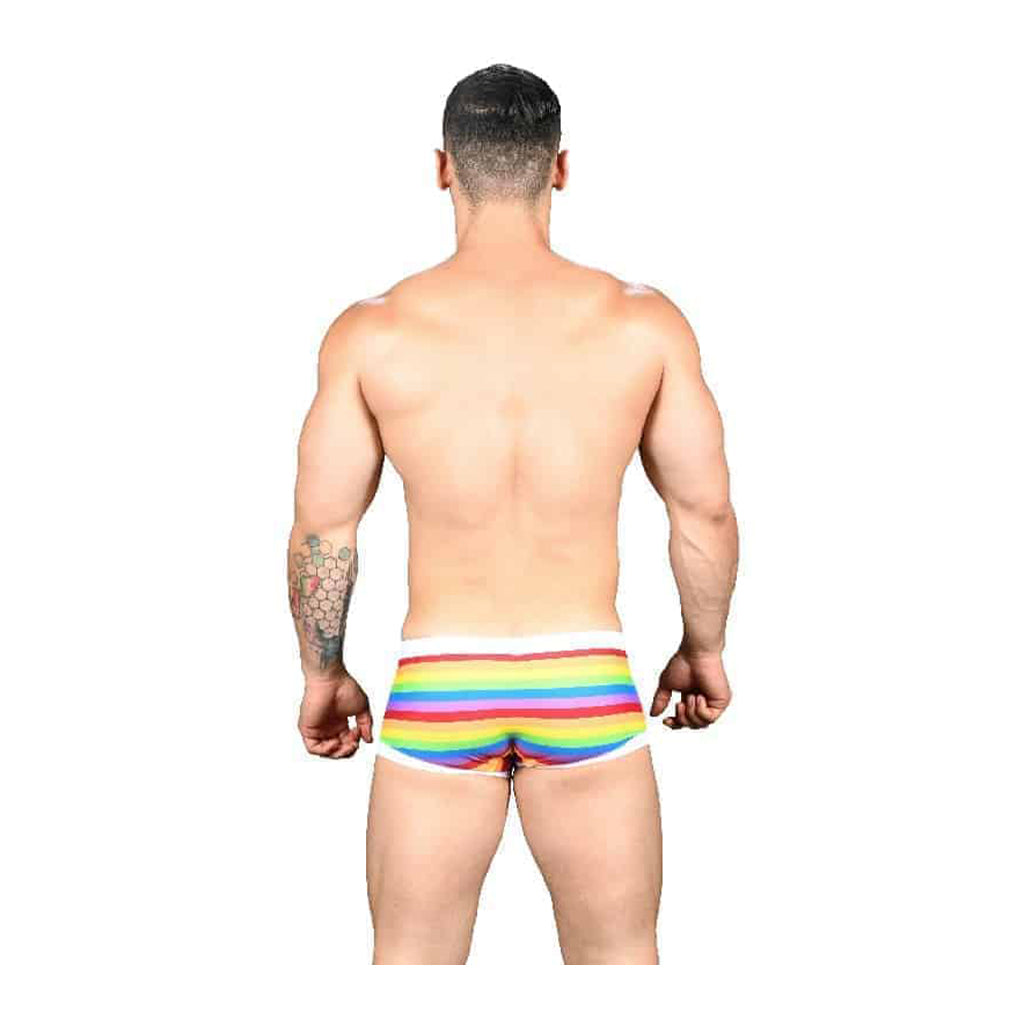 Andrew Christian Pride Stripe Swim Trunks