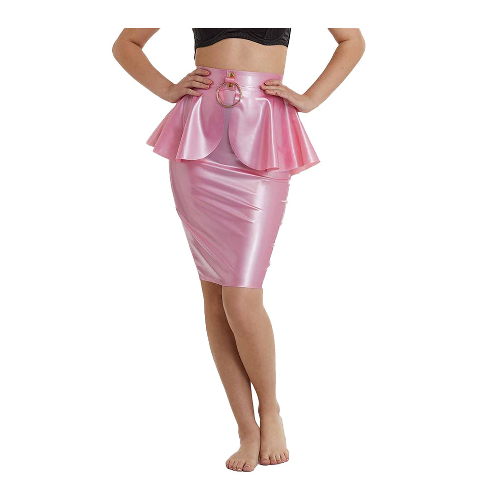 Bettie Page Latex Peplum Ring Skirt