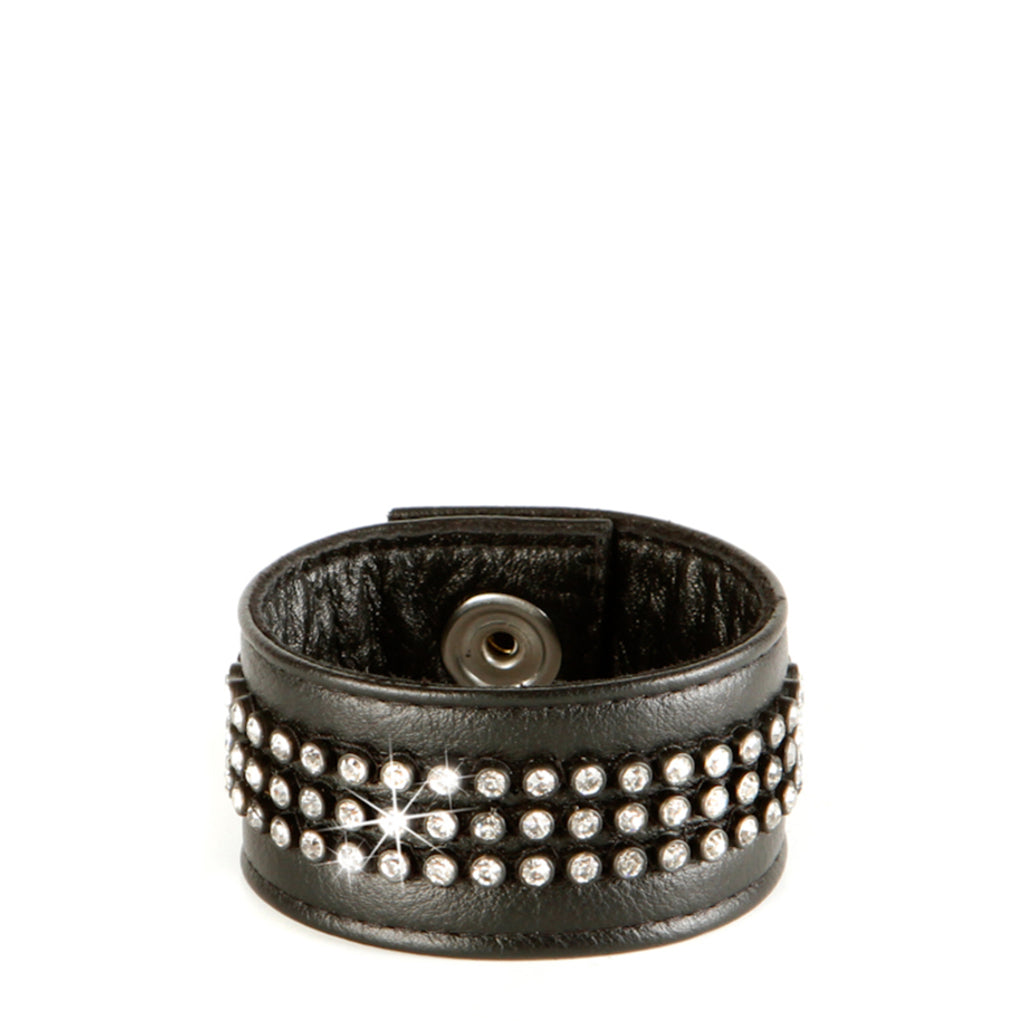 Dos Santos Glitter Rhinestone Leather Wristband