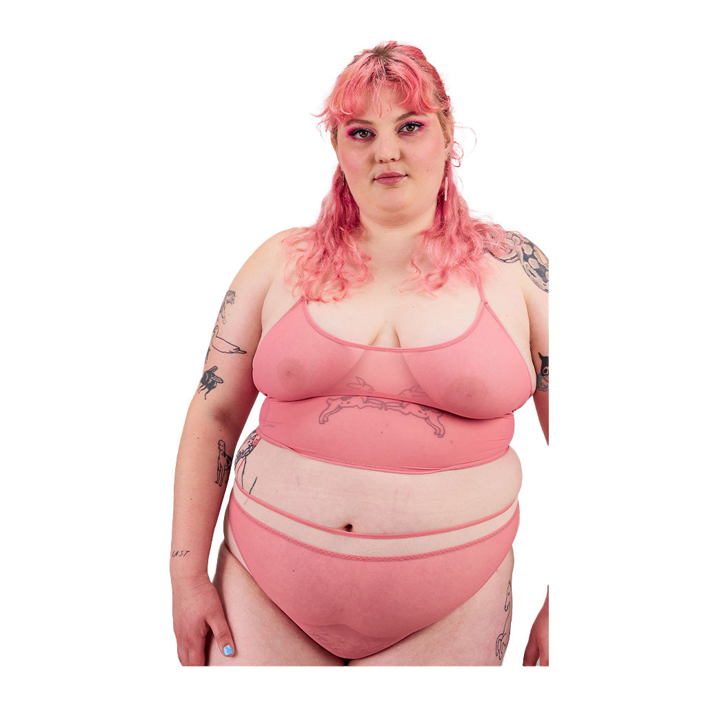 La Fille D'O Mojo Sheer Pink Crop Bra