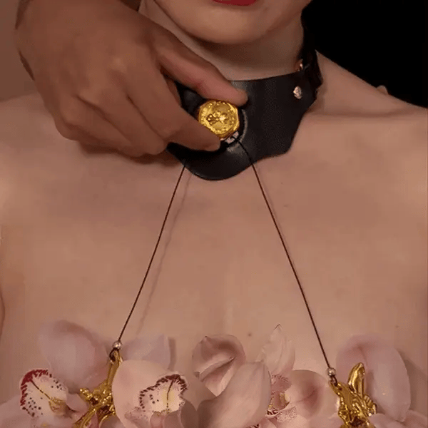 UPKO Mystic Bond Collar with Pulling Chain Nipple Clamps