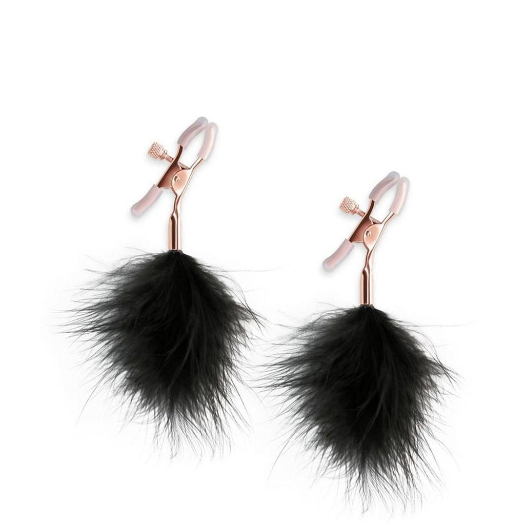 Bound F1 Rose Gold Adjustable Nipple Clamps with Feathers