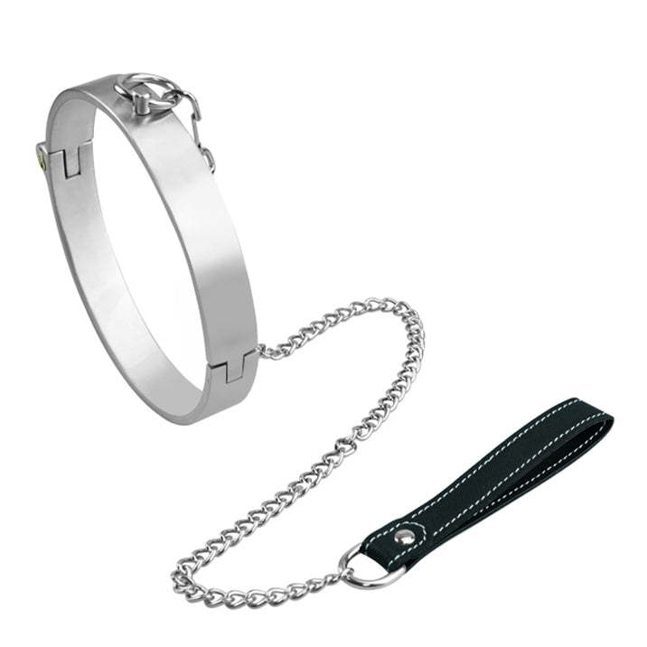 Brushed Stainless Steel O-Ring Collar with Leash
