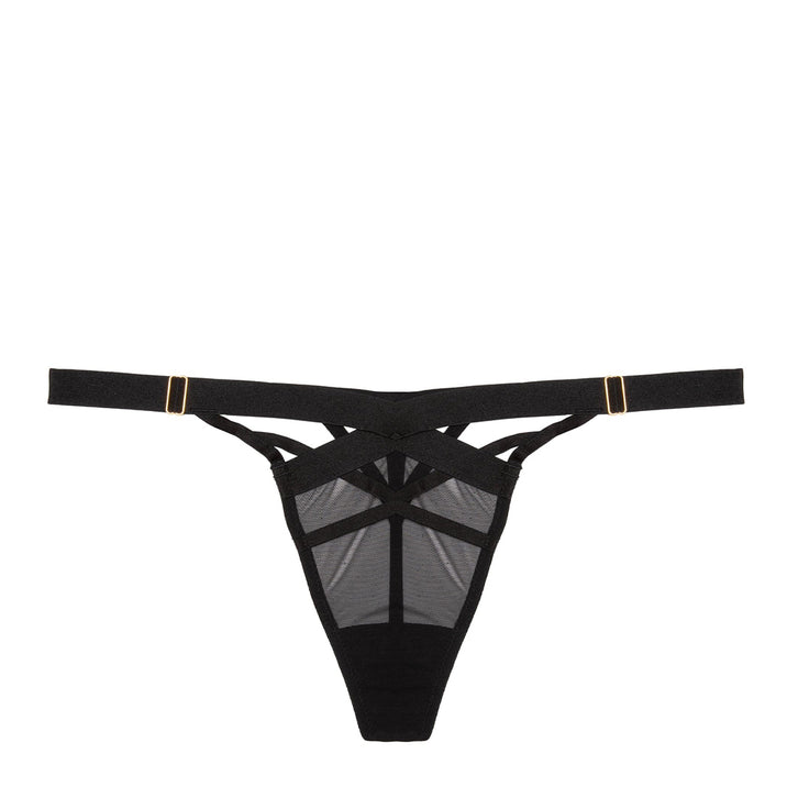 Chantal Black Elastic and Mesh Thong