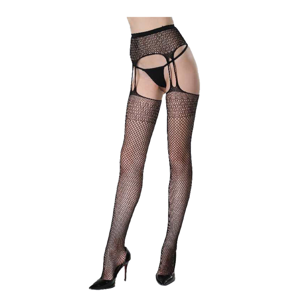 Cindy Love Fishnet Thigh Highs with Attached Garter