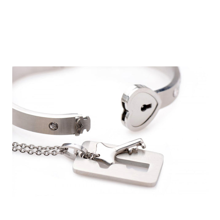 Cuffed Locking Bracelet and Key Necklace