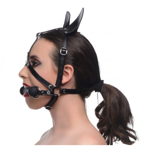 Dark Horse Pony Head Harness with Silicone Bit Gag