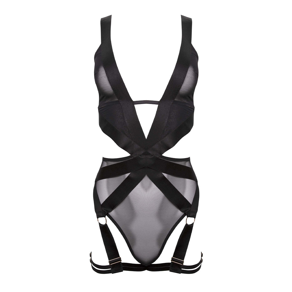 Etta Black Elastic and Mesh Multi-Strap Body