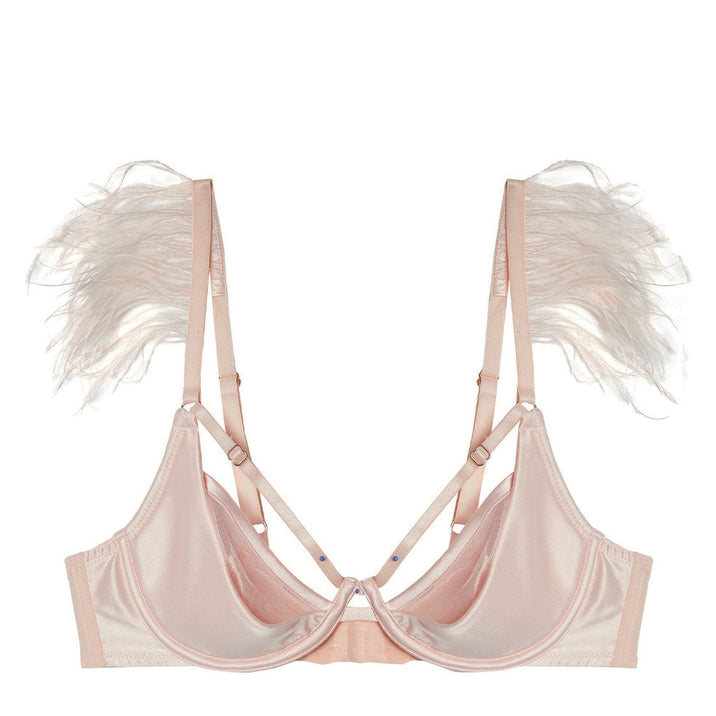 Felicity Hayward Phoenix Blush Mesh And Satin Feather Bra