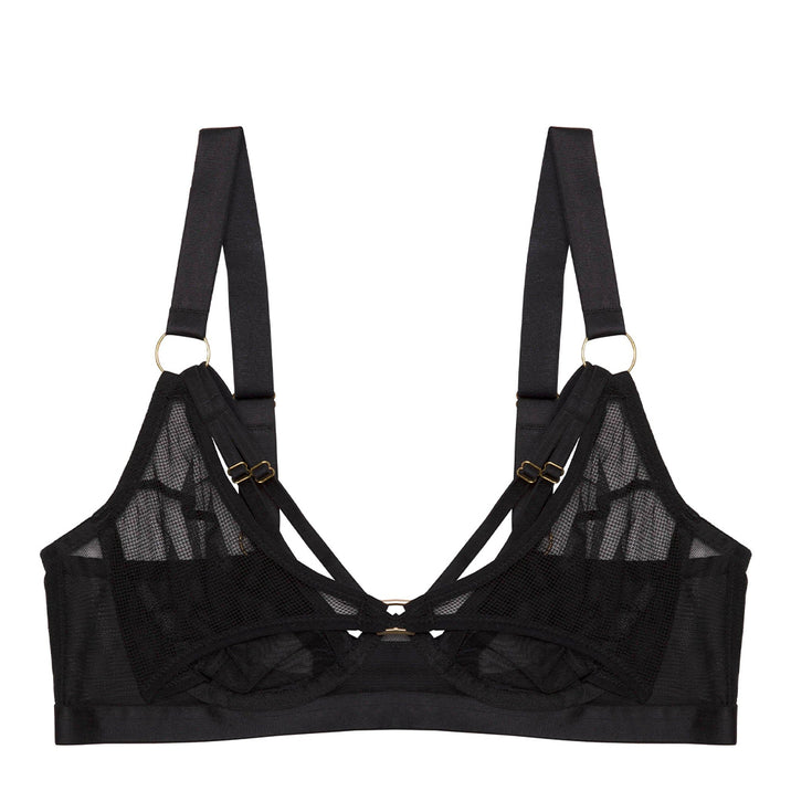 Holland Strappy Fishnet and Mesh Plunge Bra