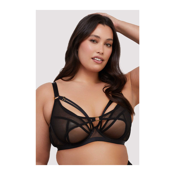 Holland Strappy Fishnet and Mesh Plunge Bra