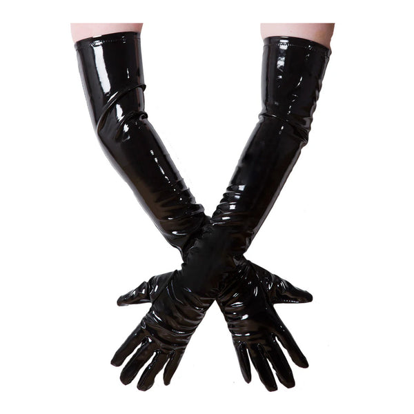 Honour Black PVC Long Gloves
