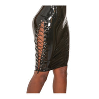 Honour Latex Side Split Lace Up Skirt