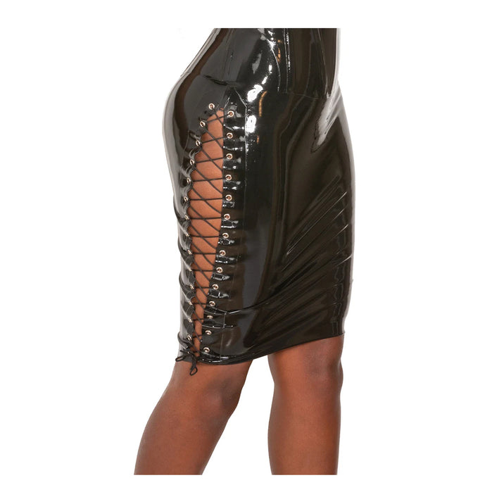 Honour Latex Side Split Lace Up Skirt