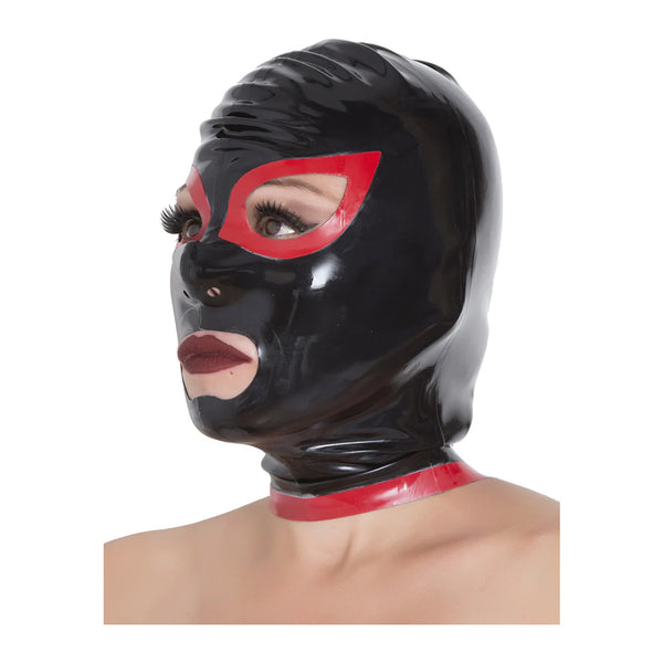 Honour Rubber Latex Hood with Red Trim Teardrop Eyes