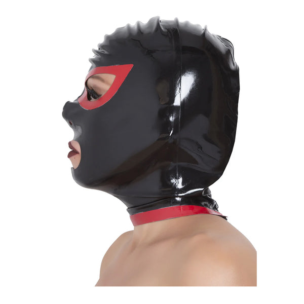 Honour Rubber Latex Hood with Red Trim Teardrop Eyes