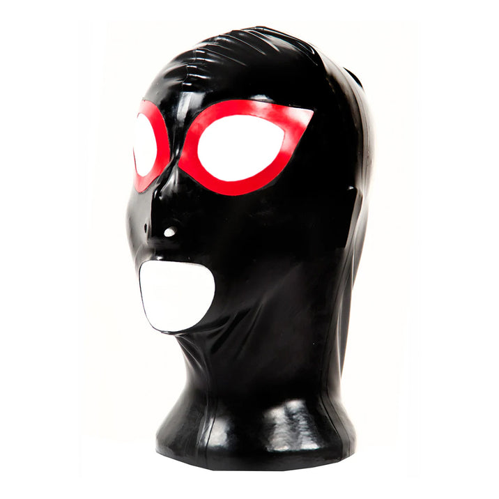 Honour Rubber Latex Hood with Red Trim Teardrop Eyes