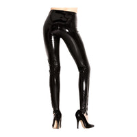 Honour Zip Latex Leggings in Black