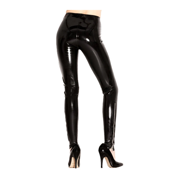 Honour Zip Latex Leggings in Black