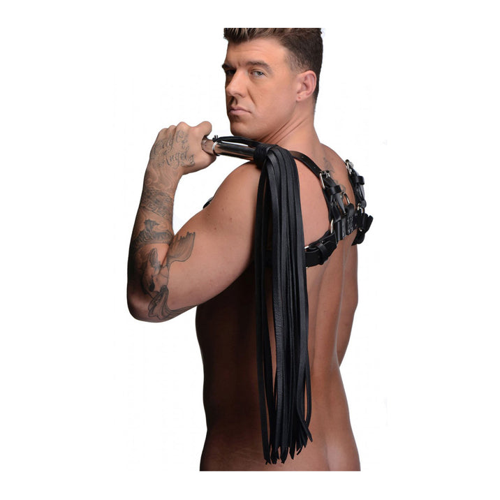 Leather Flogger with Stainless Steel Handle