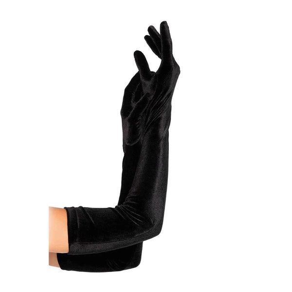 Leg Avenue Black Stretch Velvet Opera Gloves