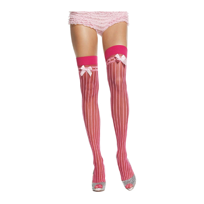 Leg Avenue Pin Stripe Sheer Lycra Thigh High Stockings