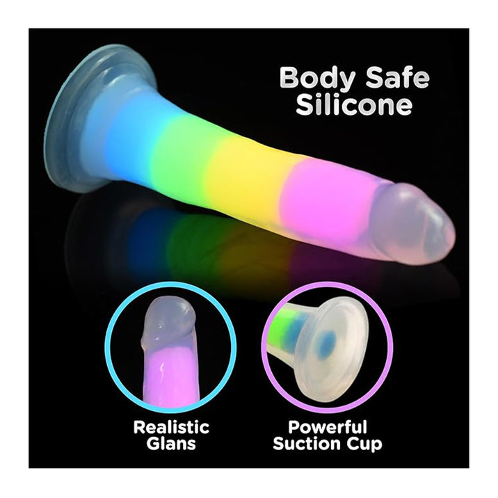 Lollicock Glow-in-the-Dark Rainbow Silicone Dildo