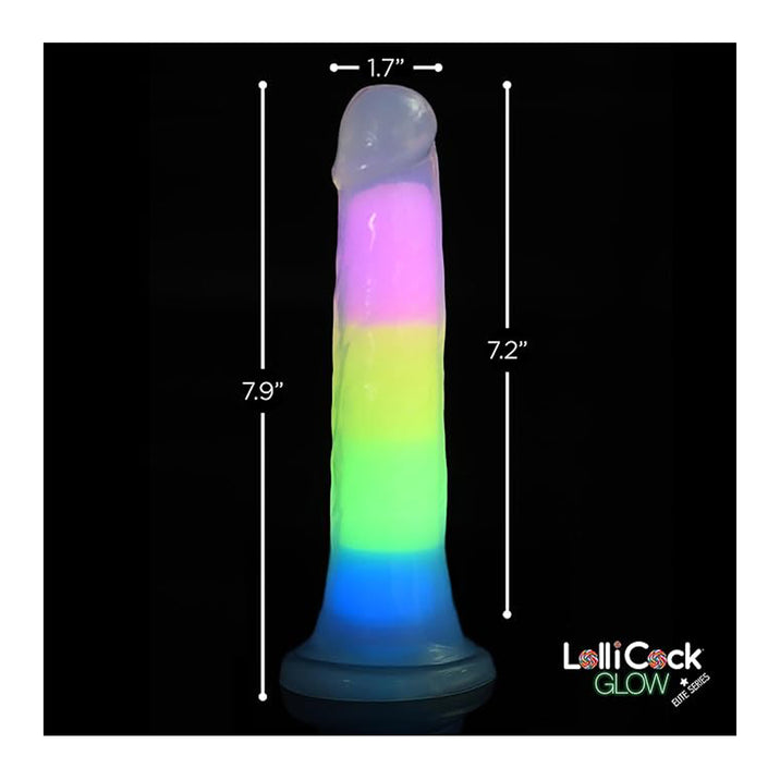 Lollicock Glow-in-the-Dark Rainbow Silicone Dildo