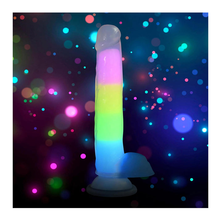 Lollicock Glow-in-the-Dark Rainbow Silicone Dildo with Balls