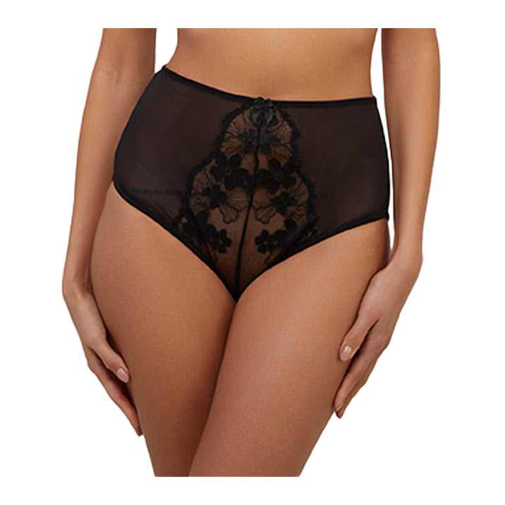 Lottie Black Floral Embroidery High Waisted Brief