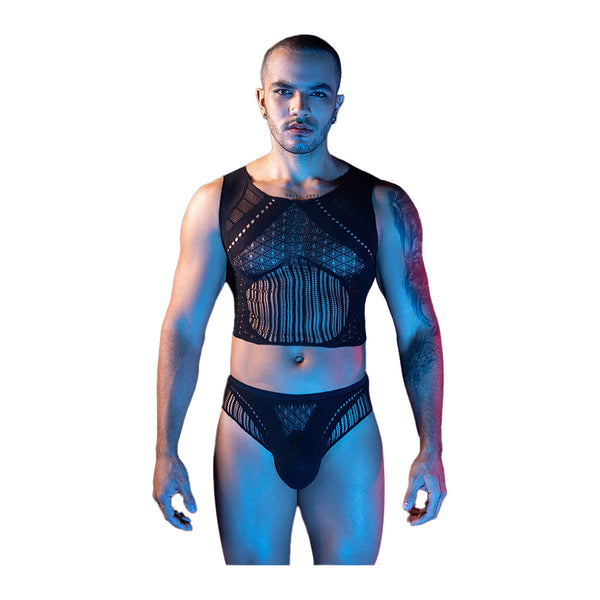 Love in Leather 2 Piece Tank & Brief Body Stocking Set