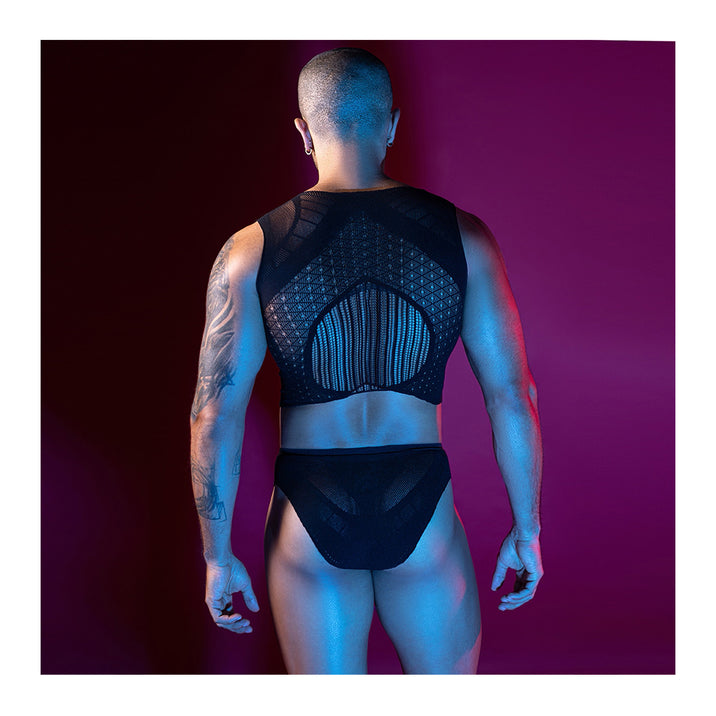 Love in Leather 2 Piece Tank & Brief Body Stocking Set