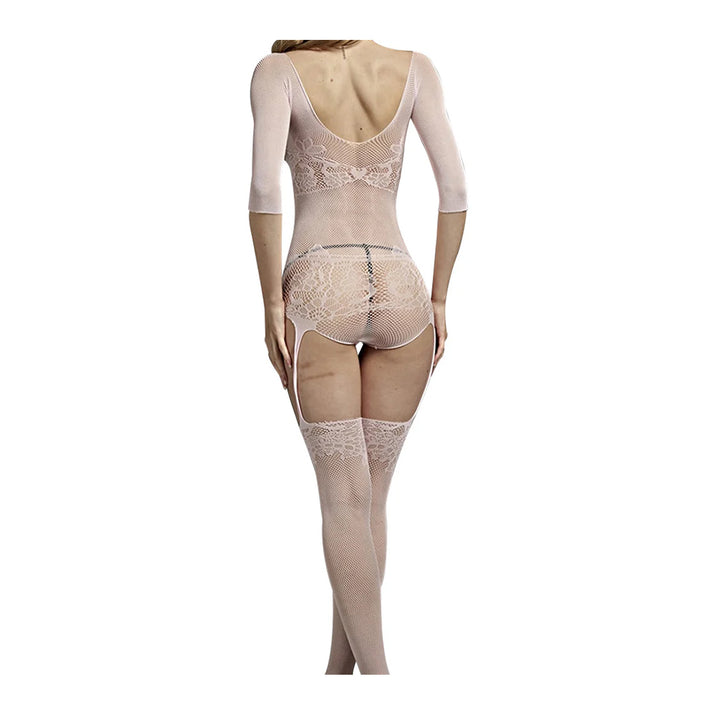 Rimes Blush Bodysuit with Attached Garter Stockings