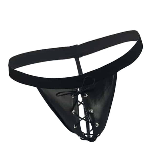 Love in Leather Lace-Up Wet Look G-String