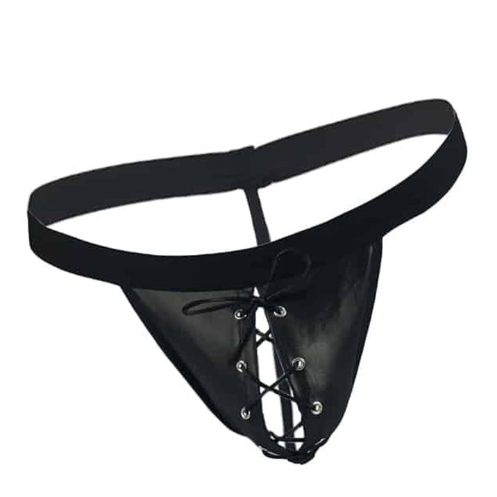 Love in Leather Lace-Up Wet Look G-String