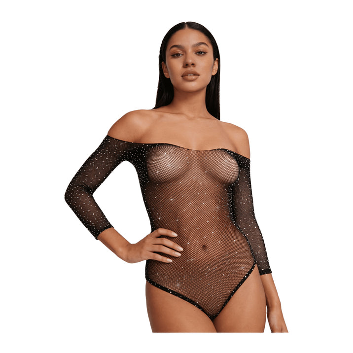 Love in Leather Rhinestone Bodysuit