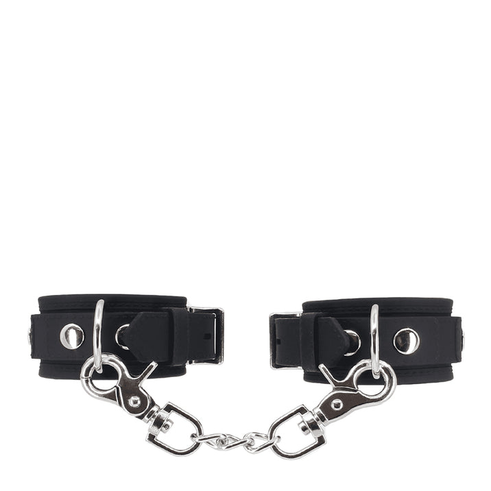 Love in Leather Silicone Wrist Restraints with Chain Joiner