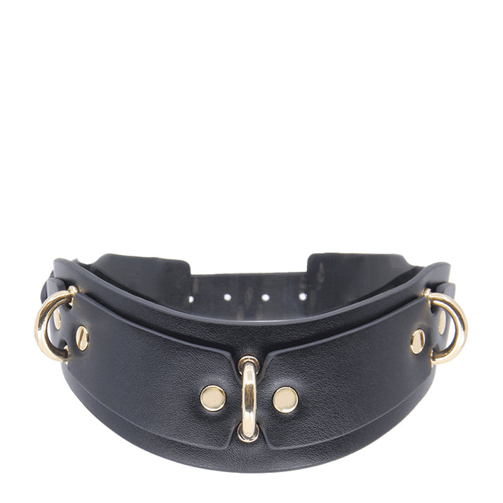 Love in Leather Triple D-Ring Thin Posture Collar