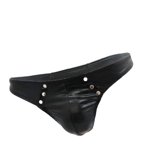 Love in Leather Wet Look Studded G-String
