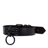 Love in Leather Black Metal Faux Leather Collar