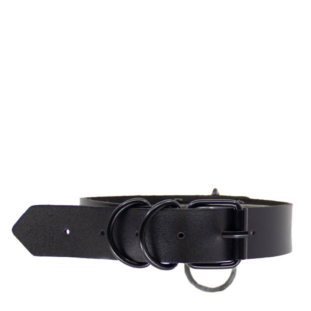 Love in Leather Black Metal Faux Leather Collar