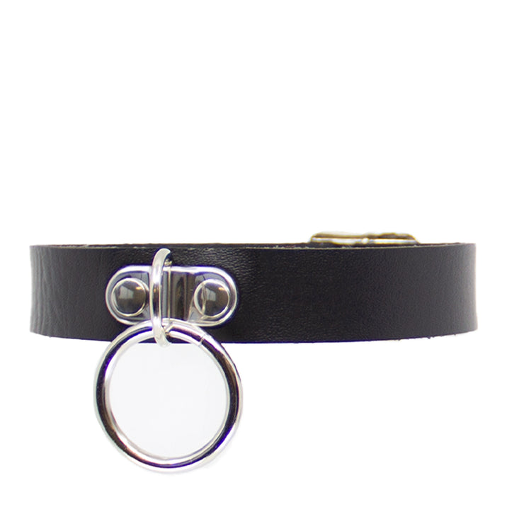 Love in Leather Centre Ring Faux Leather Collar