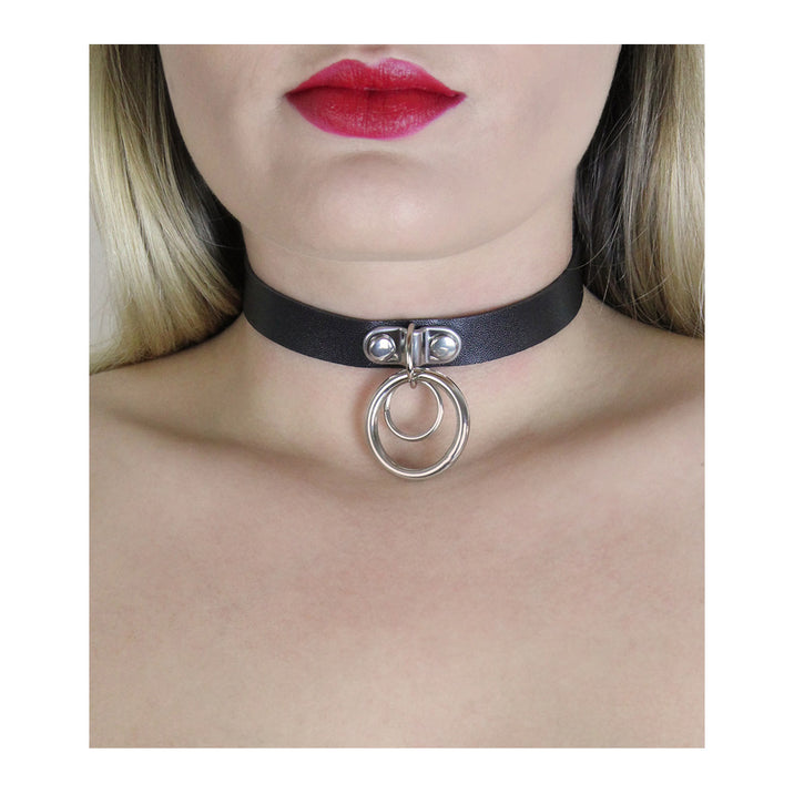 Love in Leather Double Ring Faux Leather Collar
