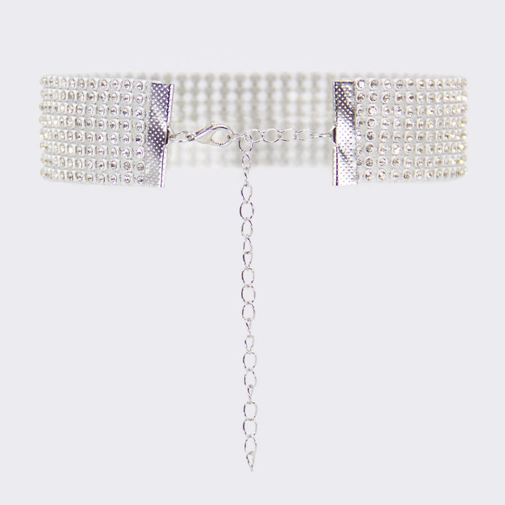 Love in Leather Diamanté Mesh Collar