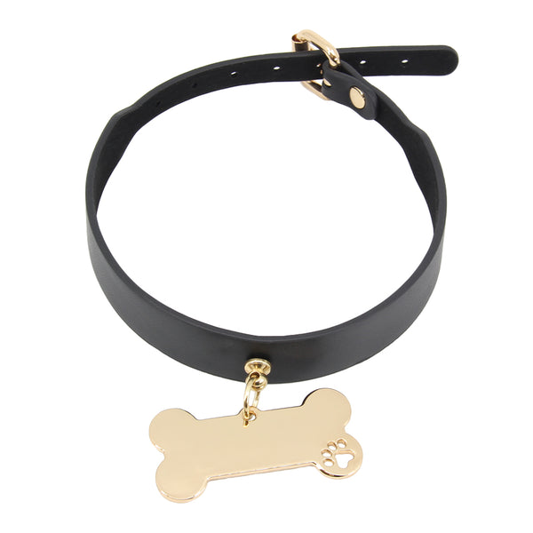 Love in Leather Dog Bone Collar