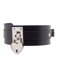 Love in Leather Heart Padlock Faux Leather Collar