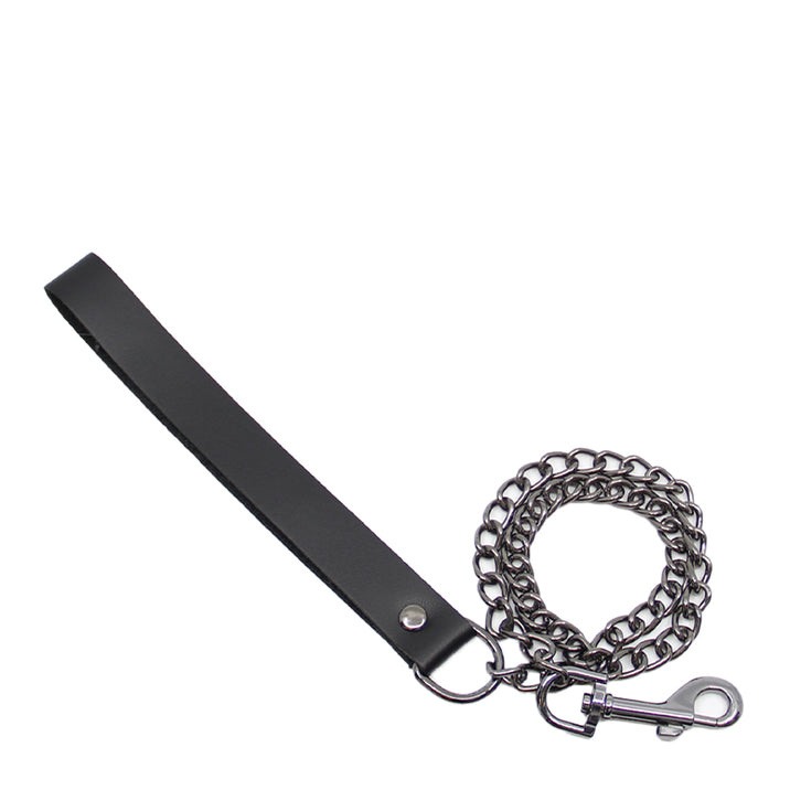 Love in Leather Pewter Chain Leash