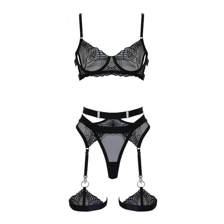Muse Embroidered Art Deco Mesh Lingerie Set