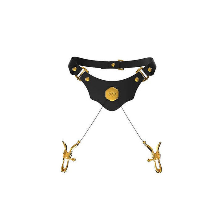 UPKO Mystic Bond Collar with Pulling Chain Nipple Clamps
