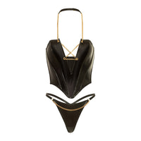 Oh La La Cheri Chained Bustier Bra &  G-String Set